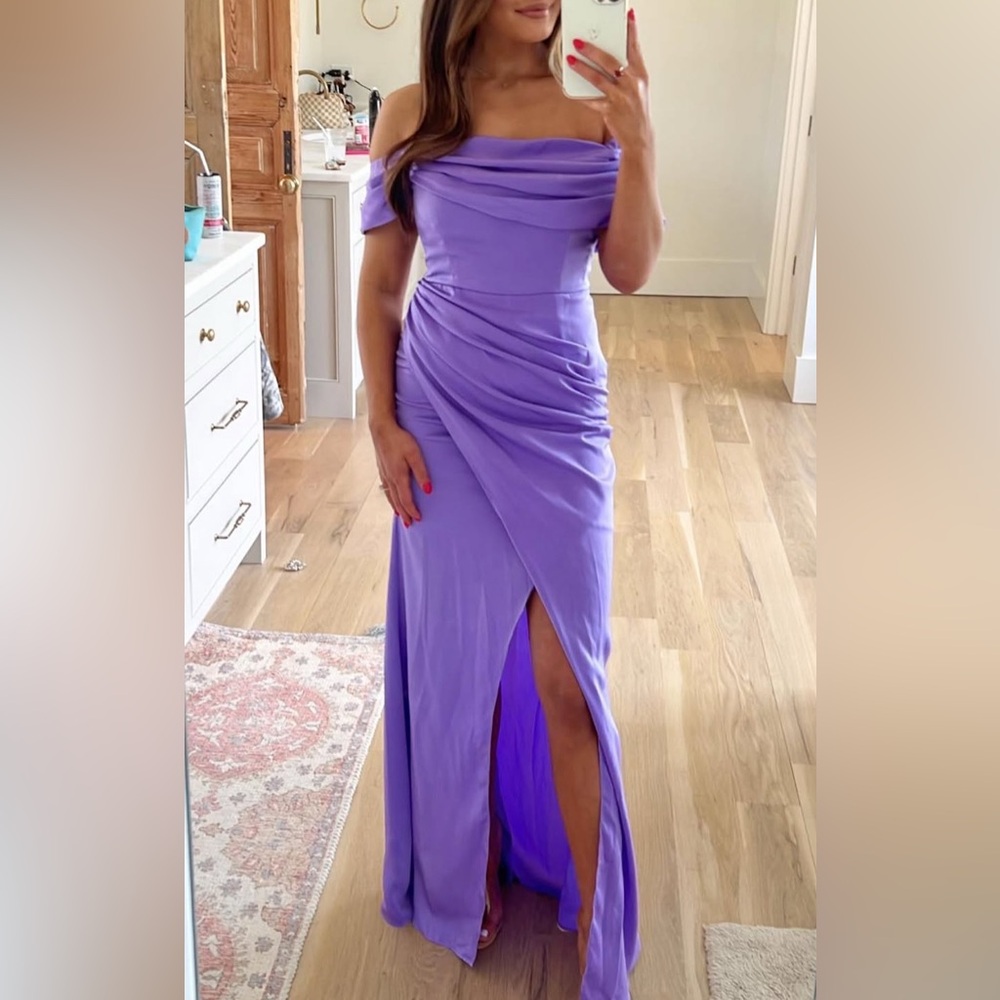 NWT Elegant Purple Off-Shoulder Dress